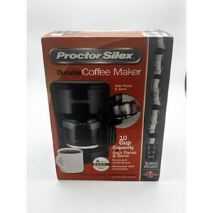 New. Proctor Silex 10 Cup COFFEE MAKER - Black - Auto Pause & Serve - # 48351